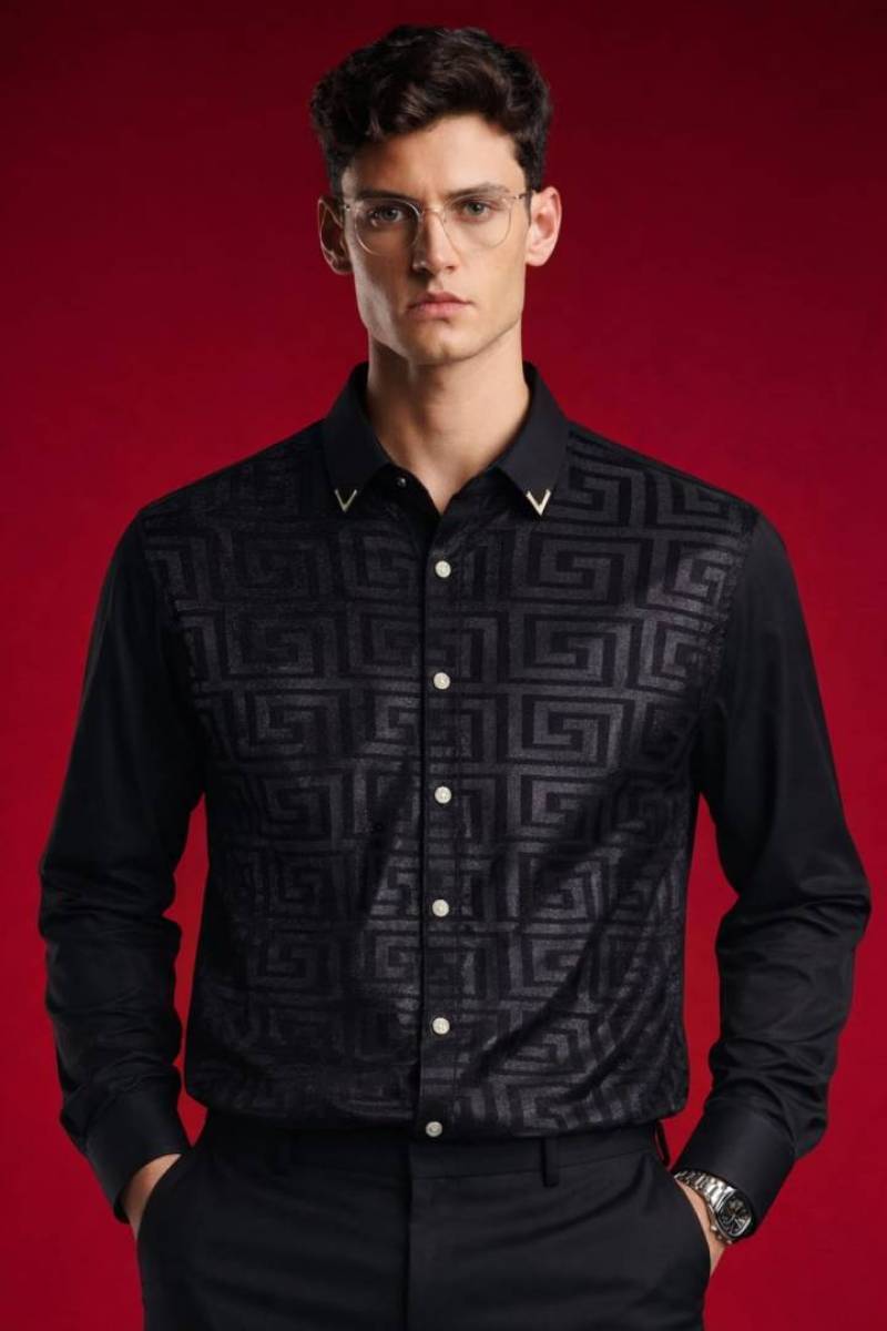 Versace IMPORTED STORE ARTICLE DIAMOND CHINA SHIRT