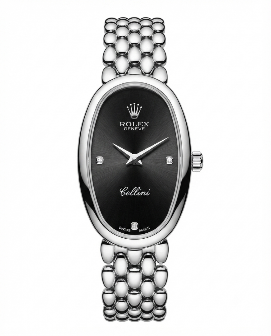 Rolex Cellini Silver Black Dial