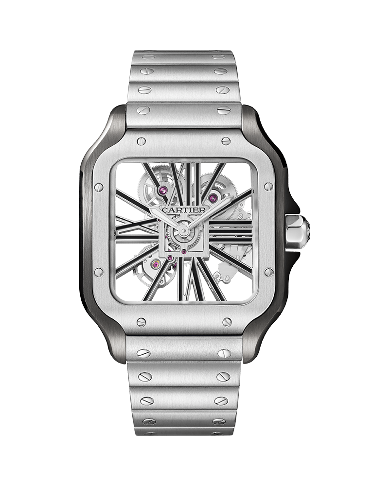 Cartier Santos Skeleton Battery Silver-Black