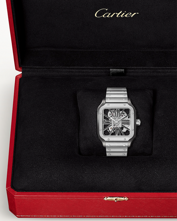 Cartier Santos Skeleton Battery Silver-Black