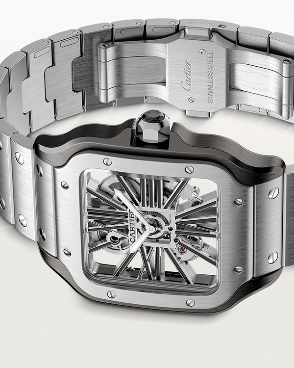 Cartier Santos Skeleton Battery Silver-Black