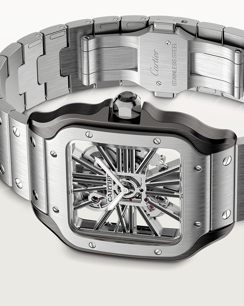 Cartier Santos Skeleton Battery Silver-Black