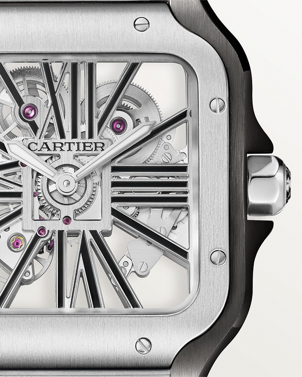 Cartier Santos Skeleton Battery Silver-Black
