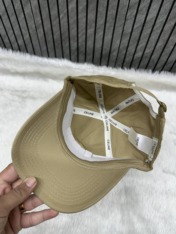 Celine_Triomphe_Camel_White_Front_Logo_Premium_Unisex_Cap