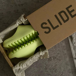 Adidas Yeezy Glow Green Slides For Women With Original Box