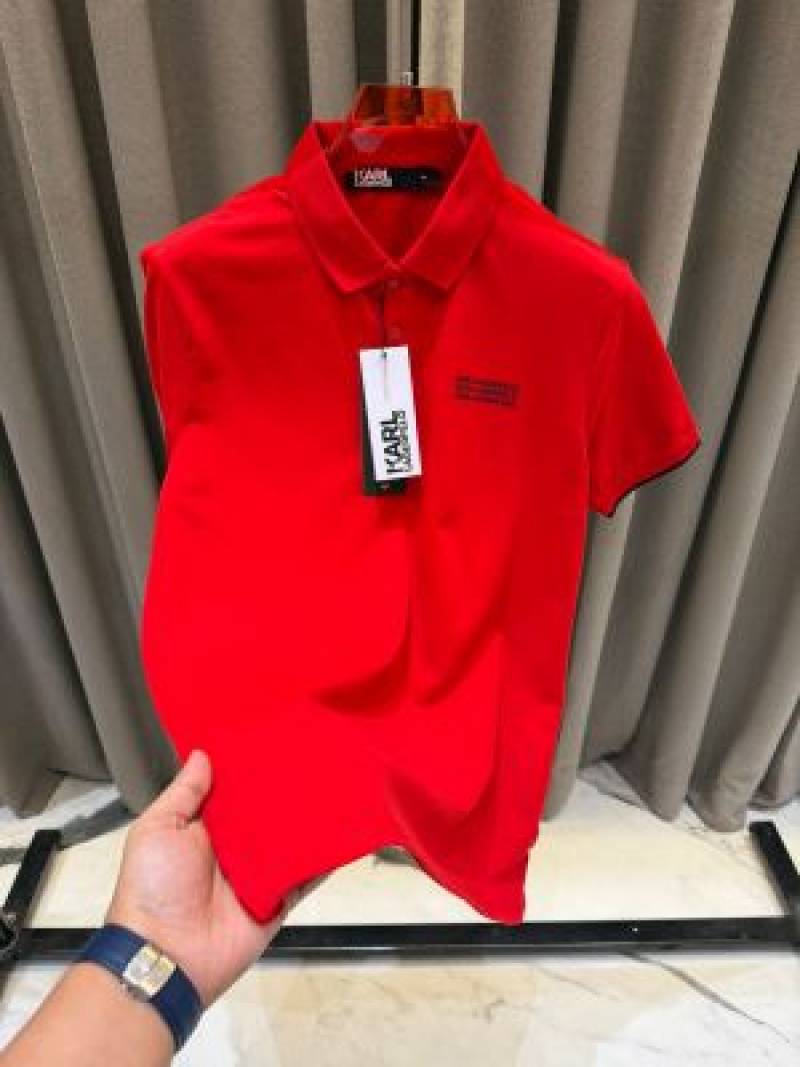 Karl_Legarfield Chest Logo Polo T-shirt Red