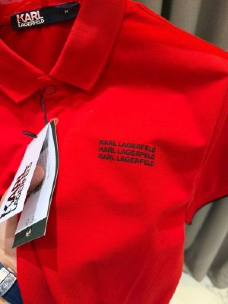 Karl_Legarfield Chest Logo Polo T-shirt Red