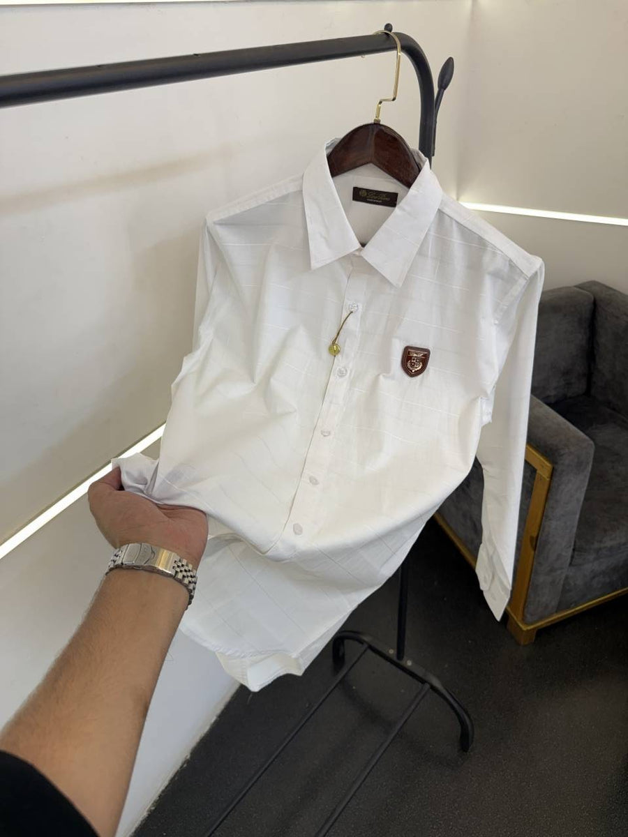 Loro piana horizontal strip imported turkish quality shirt white