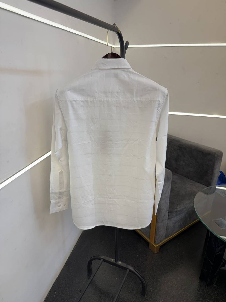 Loro piana horizontal strip imported turkish quality shirt white