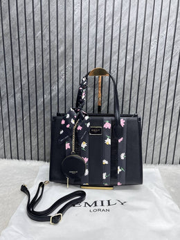 Emily Loran White Medium Satchel Bag Highend Leather Handbag With Dust Cover Packaging