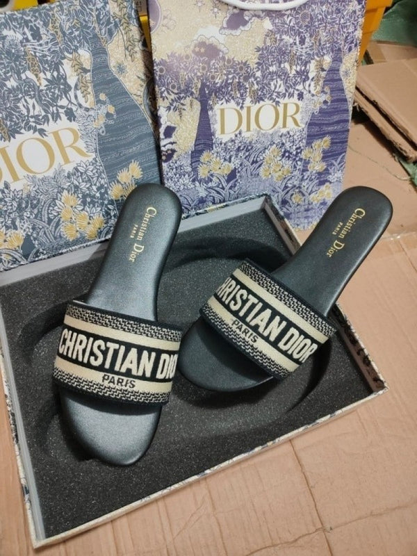 Christian Diyor Black Dway Slide With OG Box Carry Bag Black 745