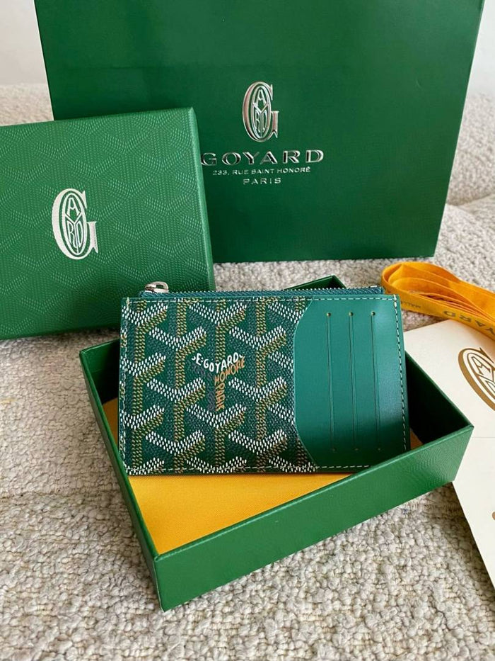 Goyarrd GO-2 Green Bourbon Zip Card Case Wallet With Original Box & DustCover style idea