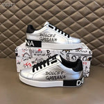 Dolce Gabana Portofino Logo Print Sneaker Silver Normal Defect Pis