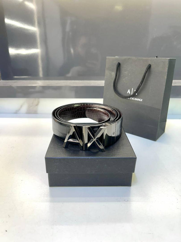 Armani Exchange Reversible Glossy Black Belt Fa 288