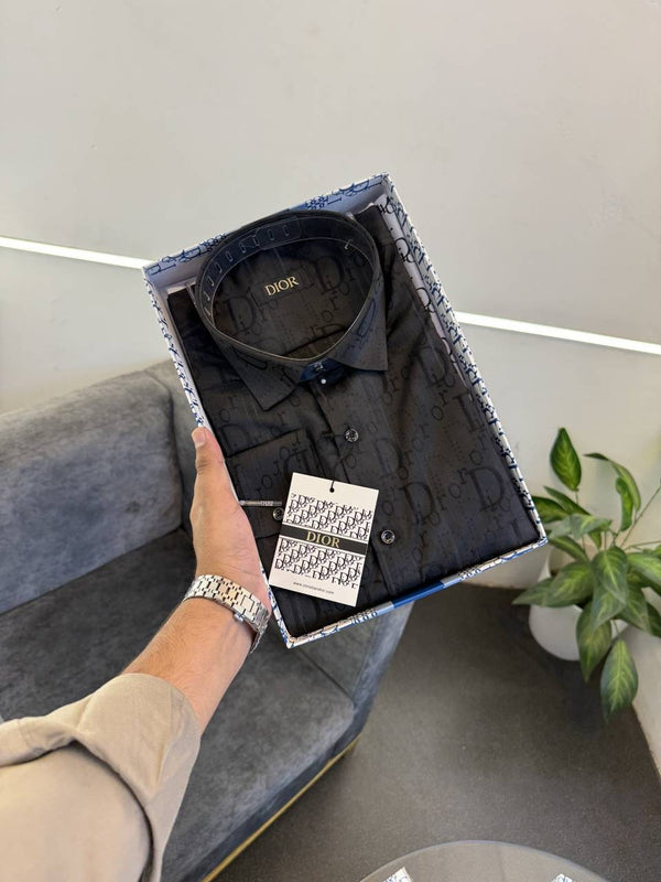 Dior Laser cut shadow print monogram imported box pack shirt black