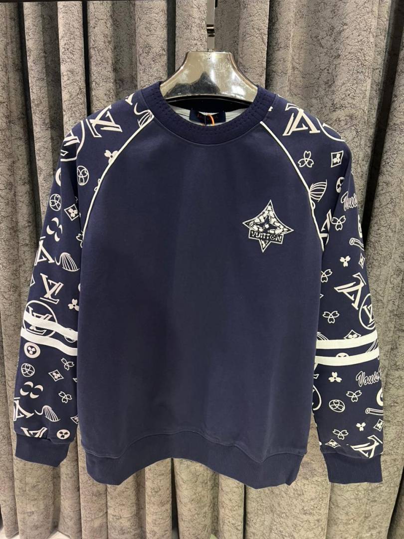 v-uitton imported sweatshirt store article navy blue