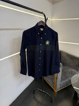 Lacoste navy blue embroidery logo imported shirt with brand button