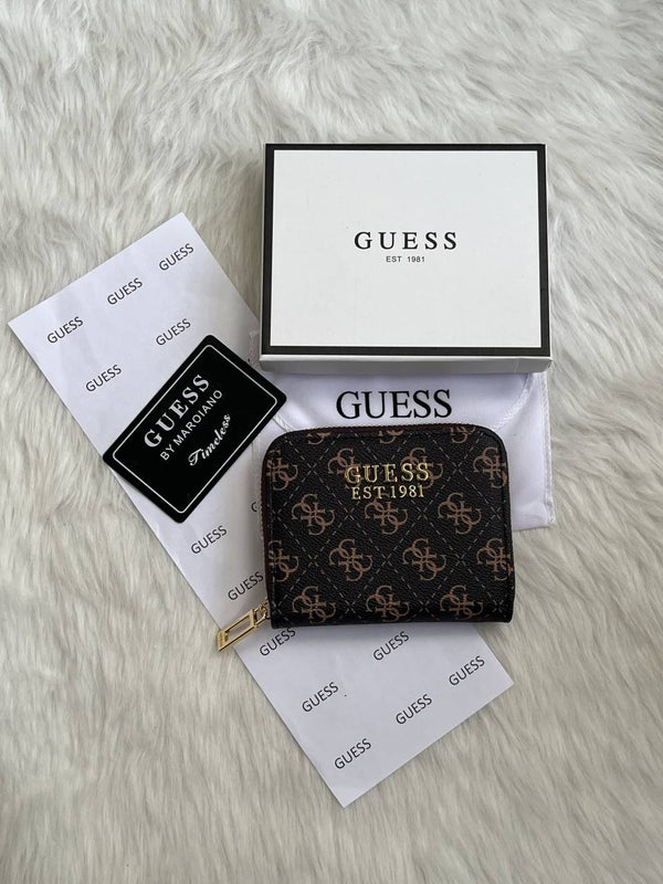 Guess 03 Coffee Mini Zippy Wallet With Original Box - Dust Cover - Card Premium Packing
