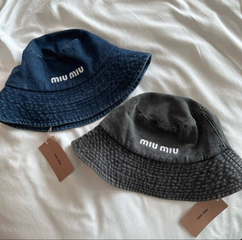 Miu Miu Premium Denim Bucket Hat (Blue) Premium Unisex Hat