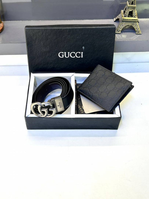 Gucci Belt & Wallet Combo Grey Black Fa 719