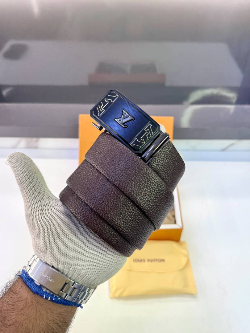 Lv_Loui Black Blue Belt & Wallet Combo Fa 1094