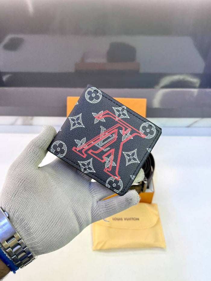 Lv_Loui Black Blue Belt & Wallet Combo Fa 1094 style idea