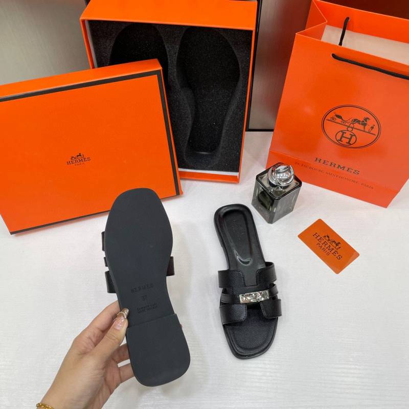 Hermes_Oran_Black_Flats_For_Women_With_Original_Box_And_Carry_Bag