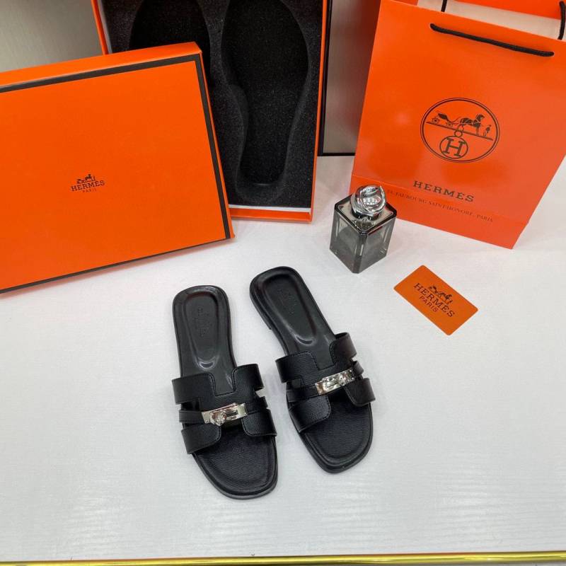 Hermes_Oran_Black_Flats_For_Women_With_Original_Box_And_Carry_Bag