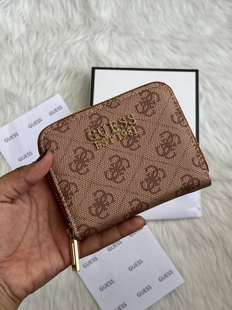 Guess 03 Light Apricot Mini Zippy Wallet With Original Box - Dust Cover - Card Premium Packing