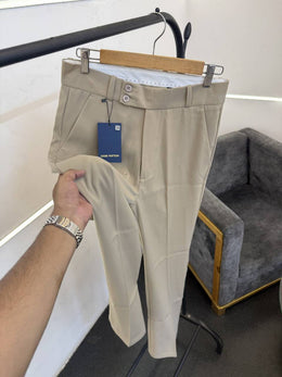 Louis Vuitton arma i fabric imported korean boot cut trousers beige