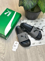 Puma SoftridePro Leadpuff Cool Dark Grey Black Slides