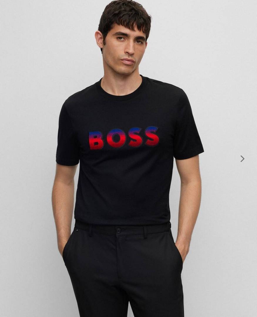 SALE Middle Brand Print Round Neck T-shirt full Black