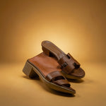Hermes Oasis Sandals Dark Brown H cut-out Stacked Block Heel With OG & Carry Bag 778 Dark Brown
