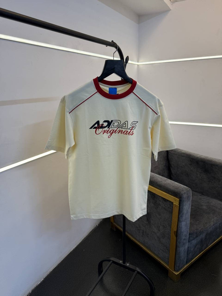 Adidas drop shoulder imported round neck tshirt cream