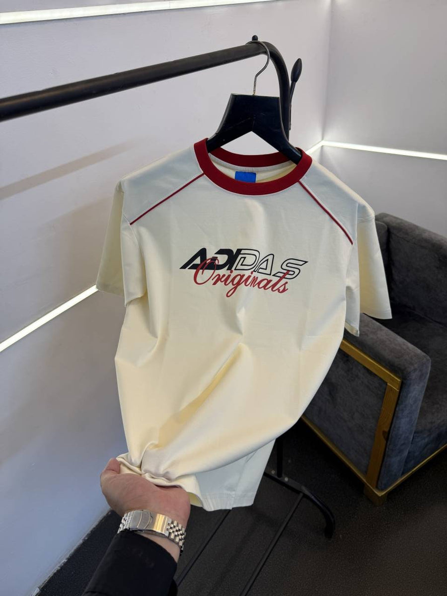 Adidas drop shoulder imported round neck tshirt cream