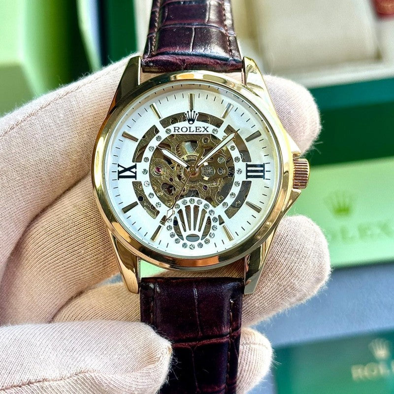 Rolex_Automatic_leather_BrownGold