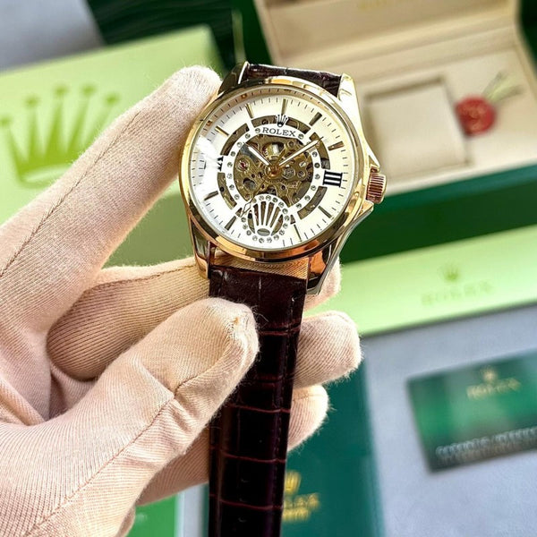 Rolex_Automatic_leather_BrownGold