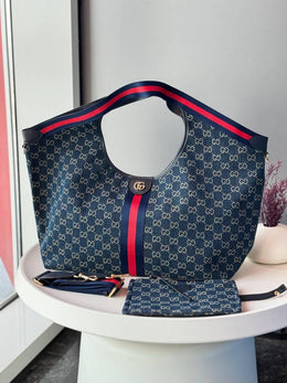 Gucci CB Giglio Large Denim Tote With Original DustCover & CarryBag