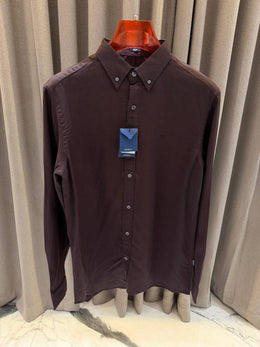 Hackett Chest Logo Full Sleeves Shirt Dark Brown