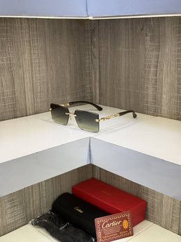 Cartier 3077 Frameless Wooden stick sunglass ( Green glass )