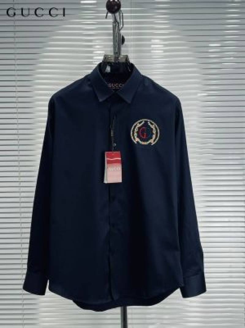 Guchi Chest Logo Box Pack Full Sleeves Shirt Navy