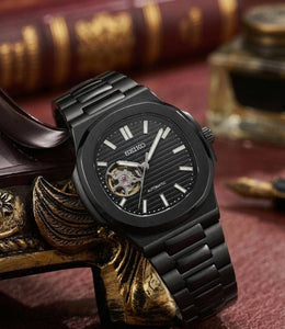 Seiko Mod Nautilus Phantom Open Heart Automatic Black