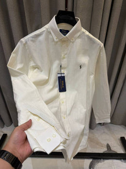 Ralph Lauren Chest Logo Full Sleeves Shirt Cream