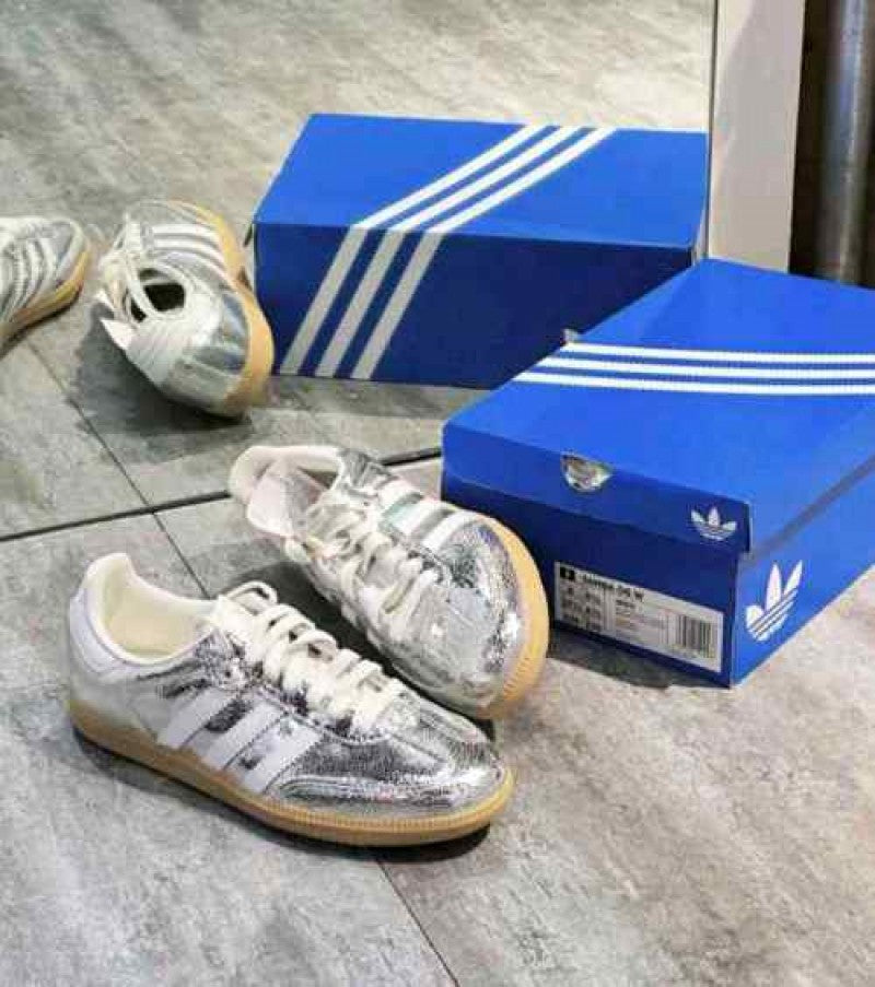 Adidas Samba OG Silver Metallic Cracked Leather
