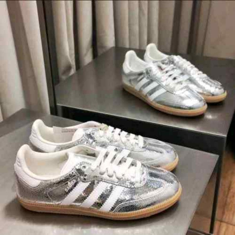 Adidas Samba OG Silver Metallic Cracked Leather