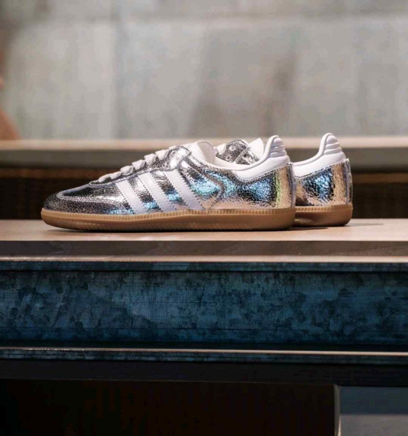 Adidas Samba OG Silver Metallic Cracked Leather