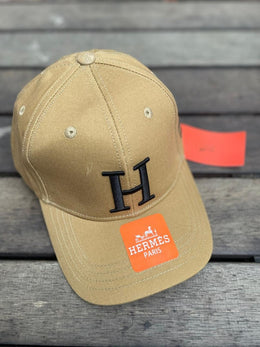 Hermes Sand And Black Front Logo Premium Unisex Cap (With Safety Box)