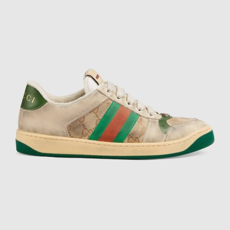 Gucci Screener GG Sneaker Beige Green With All Accessories