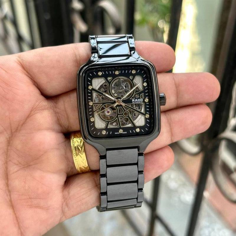 Rado True Square Automatic Ceramic Black-Gold Diamond