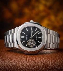 Seiko Mod Nautilus Phantom Open Heart Automatic Silver-Black